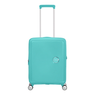 Travelbags American Tourister Soundbox Spinner 55 Expandable poolside blue aanbieding