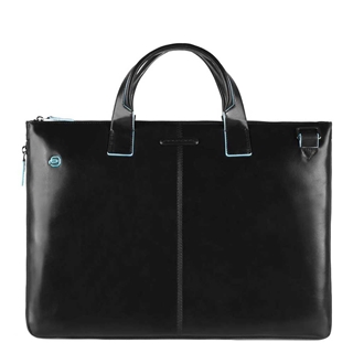 Piquadro Blue Square Expandable Slim Computer Bag 15.6" black