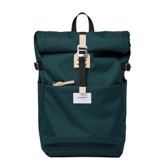 Sandqvist Ilon Backpack dark green with natural leather