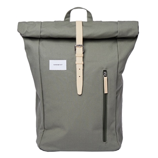 Sandqvist Dante Backpack dusty green with natural leather