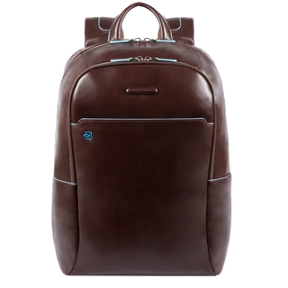 Piquadro Blue Square Computer Backpack with iPad Compartment dark brown