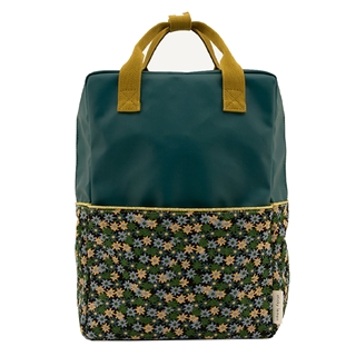 Sticky Lemon Golden Backpack Large edison teal flower field green