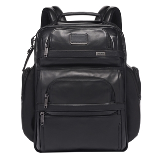 Tumi Alpha Leather Brief Pack Backpack black
