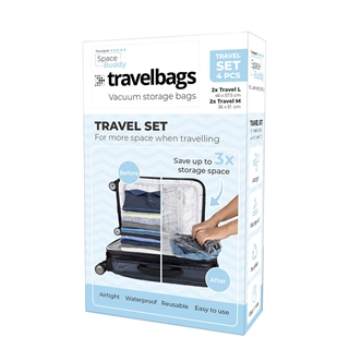 Travelbags Space Buddy Vacuümzakken Travelset  4-pcs transparant