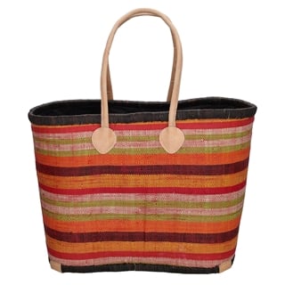 PE Florence Raffia Straw Basket XL red