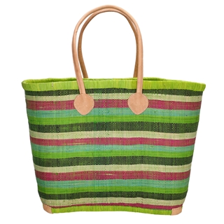 PE Florence Raffia Straw Basket XL limegreen