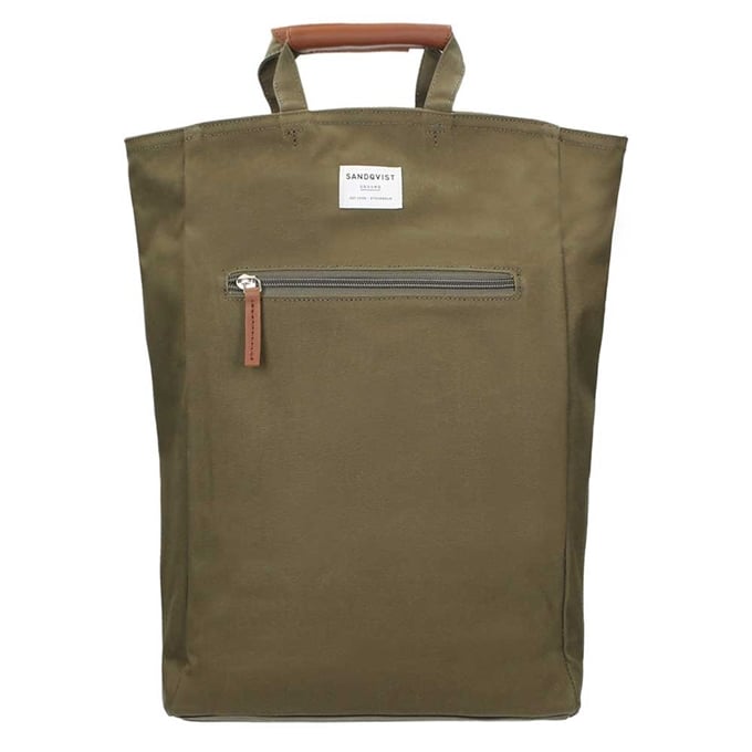 Sandqvist Tony Backpack olive with cognac brown - 1