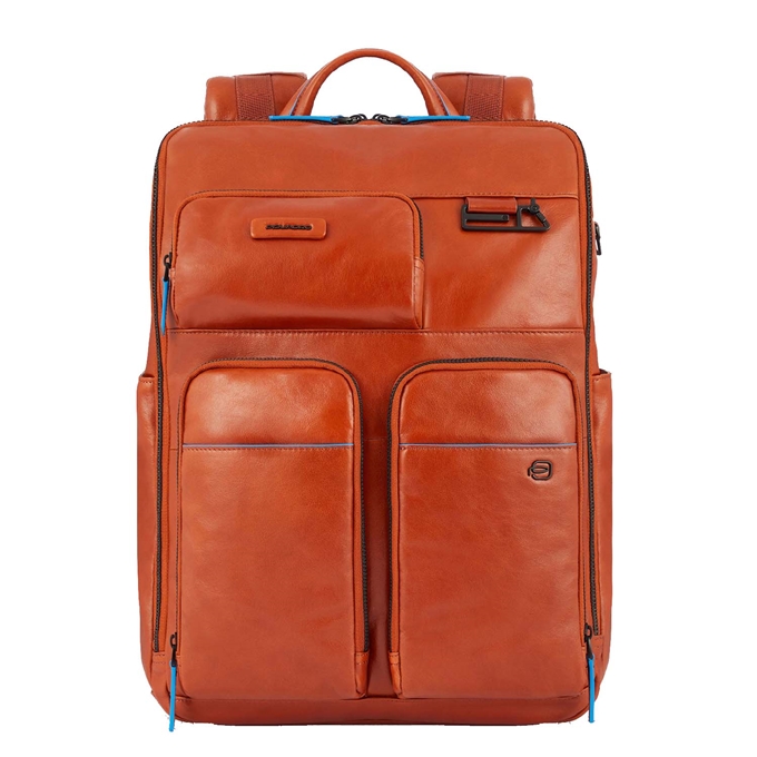Mens een vuurtje stoken boeket Piquadro Blue Square Computer Backpack With iPad Pro cognac | Travelbags.nl