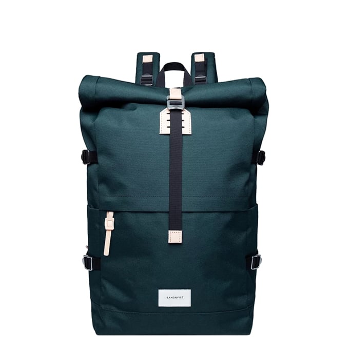 Sandqvist Bernt Backpack dark green with natural leather - 1
