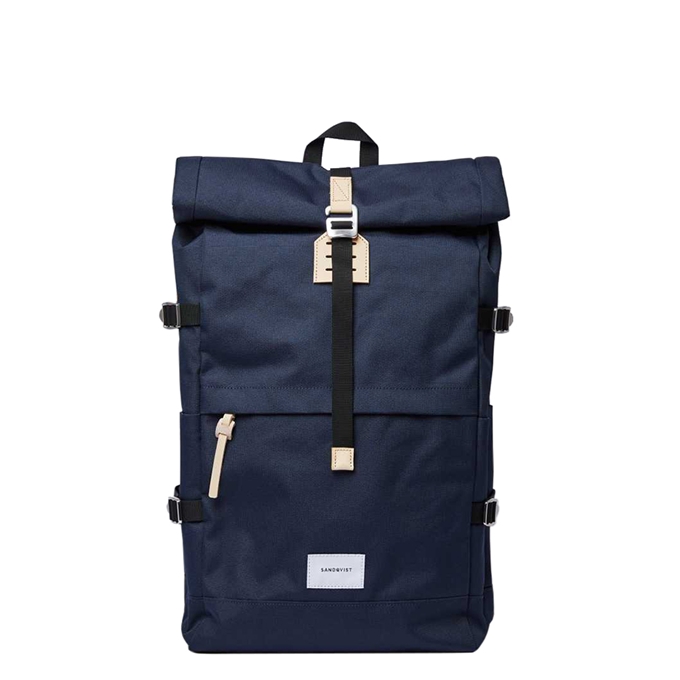 Sandqvist Bernt Backpack navy with natural leather - 1