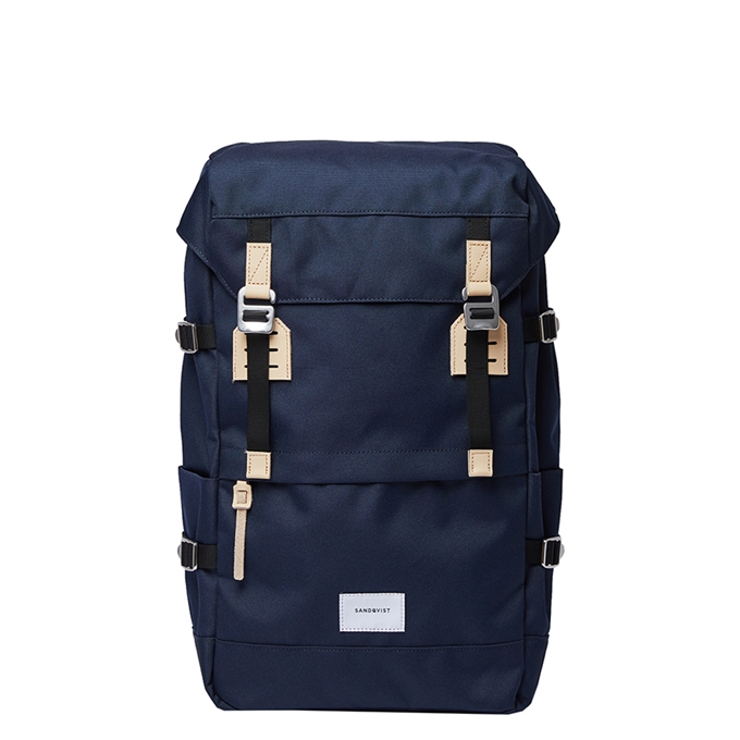 Sandqvist Harald Backpack navy with natural leather - 1