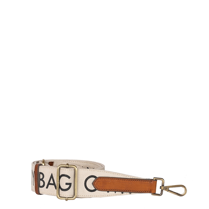 O My Bag Canvas Logo Strap - White & Cognac