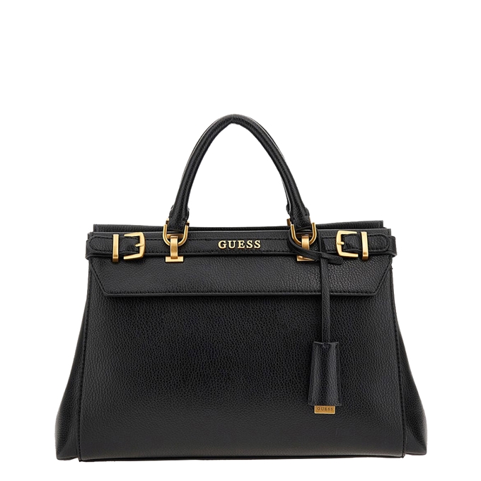 Guess Sestri Pebbled Luxury Satchel - Black - One Size