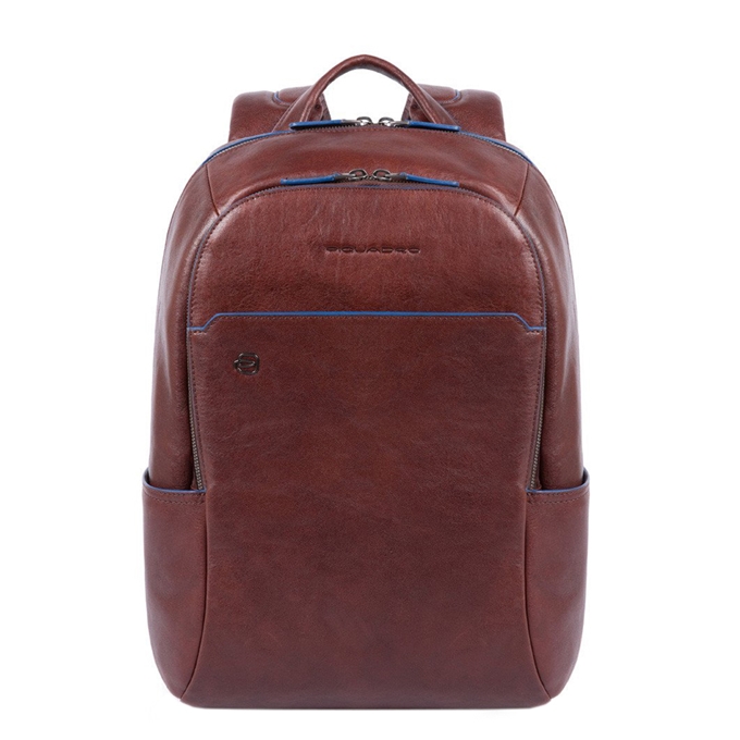 Piquadro Blue Square Small Size Computer Backpack with iPad 10.5" dark brown