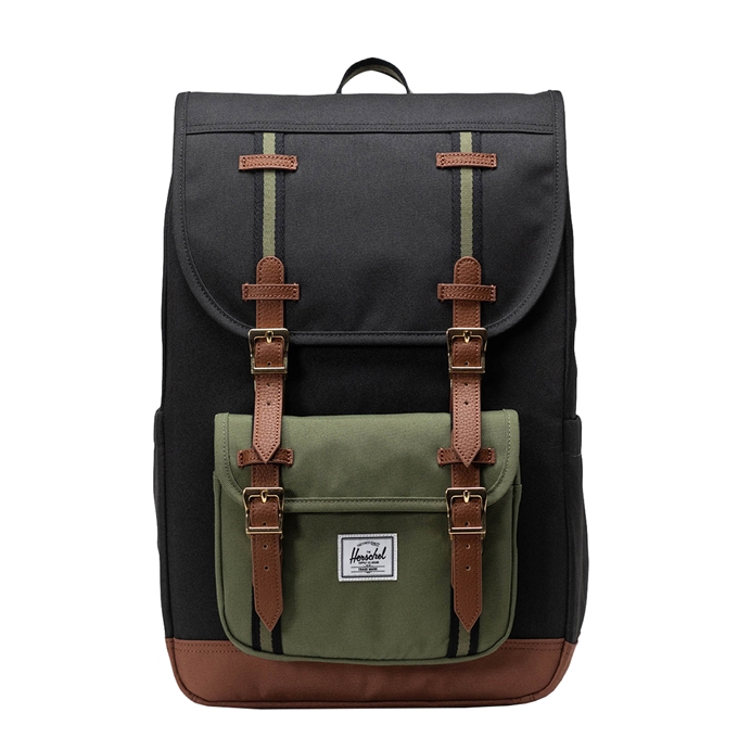 Herschel Supply Co. Little America Mid Backpack black/four leaf clvr/sddle brn - 1