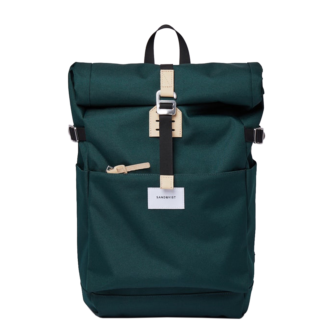 Sandqvist Ilon Backpack dark green with natural leather Laptoprugzak