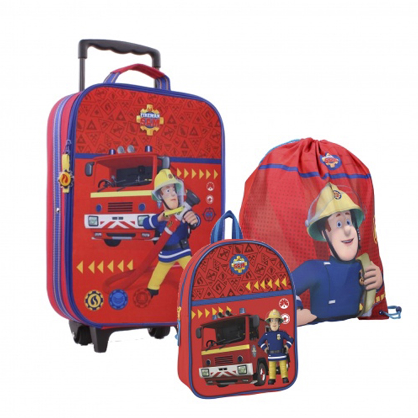 Disney Trolley Koffer Set Brandweerman Sam red Kinderkoffer
