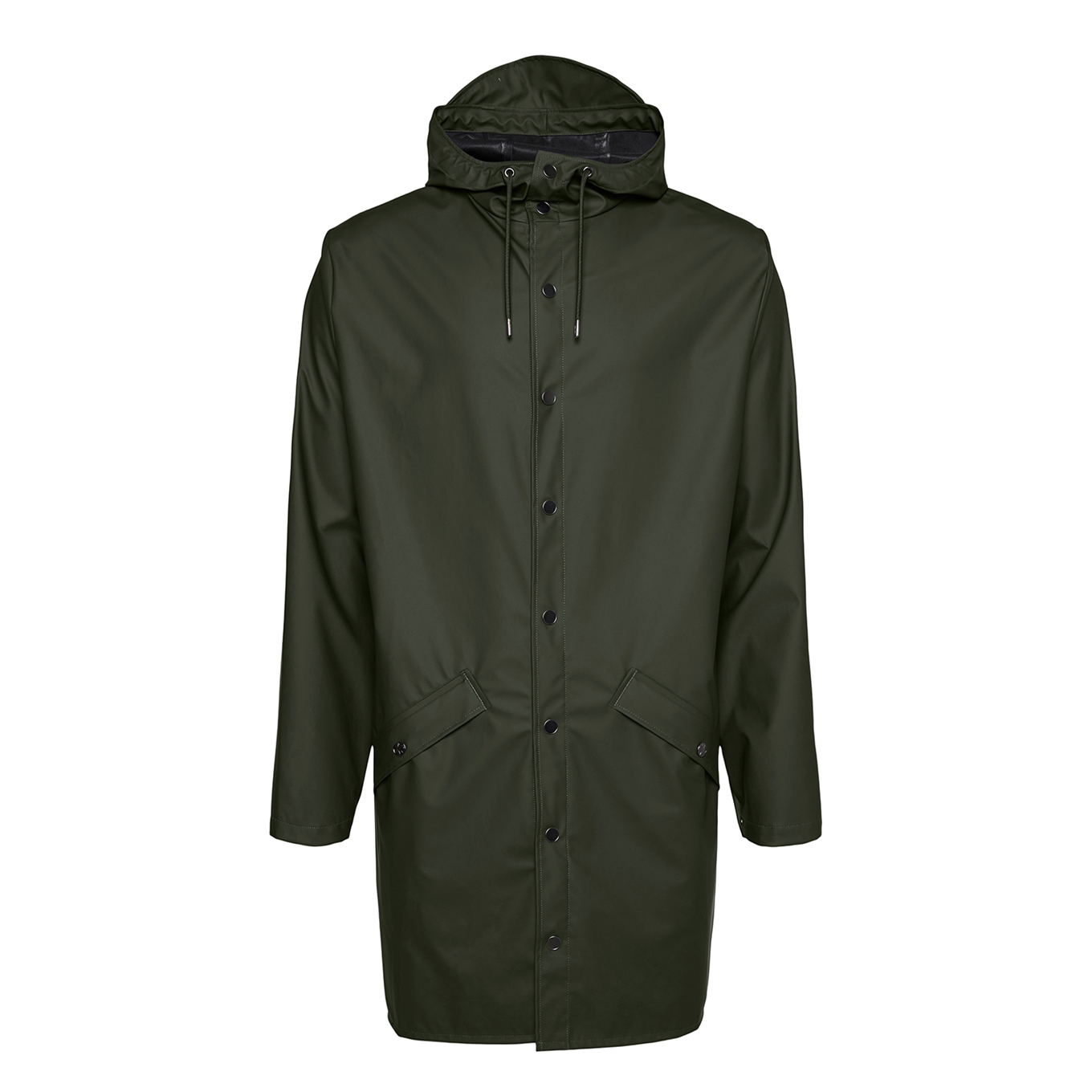 Rains Lange waterbestendige jas in groen online kopen