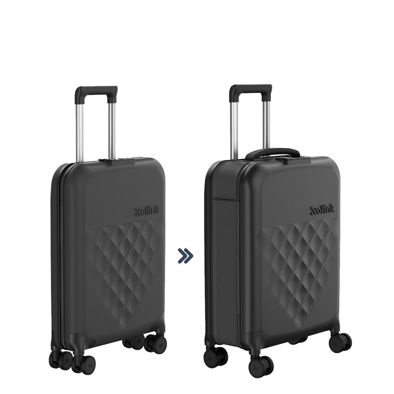 Rollink Vega 360 Opvouwbare Handbagage Koffer 4w black Harde Koffer