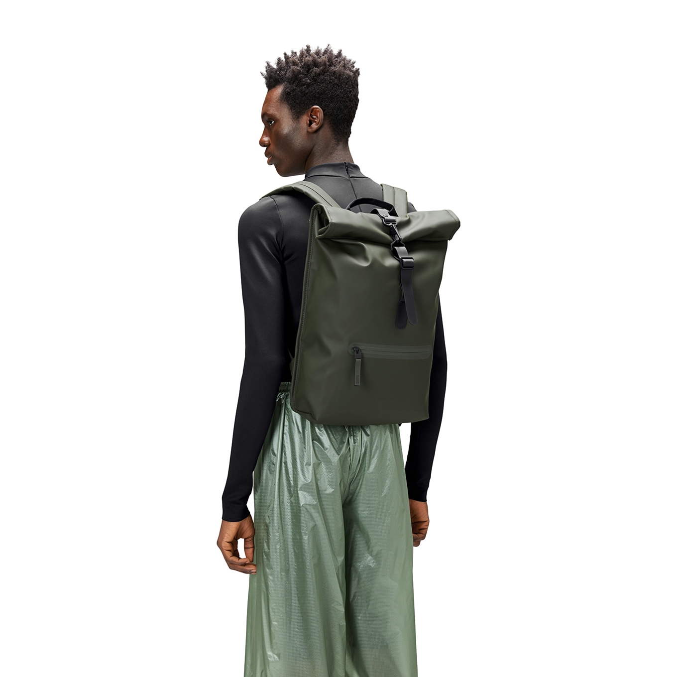 Rains Rolltop Rucksack W3 green Travelbags.be