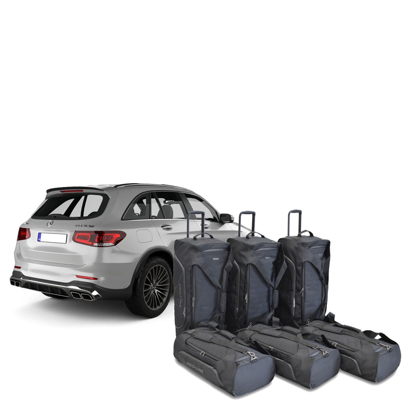6 bagages, sacs de voyage sur mesure Car-Bags™ pour Mercedes Classe GLC X253  Plug-In Hybrid (2015-2022)